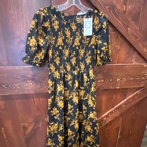 Black Floral Maxi with Smocked Top